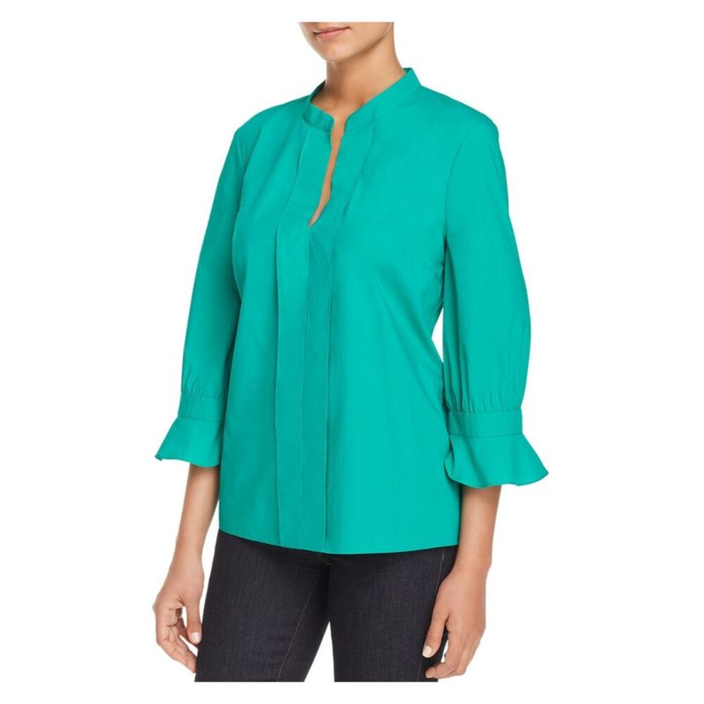 LE GALI Womens Green Floral 3/4 Sleeve Blouse Size: XS
